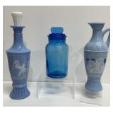 Vintage Blue Apothecary Jar, Jim Beam Blue Grecian