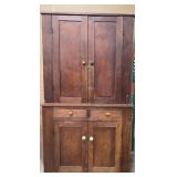 Antique Hand Crafted Primitive 2 Piece Cupboard
