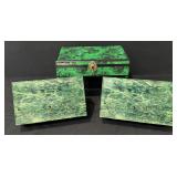 Vintage Malachite Style Jewelry Boxes, Read