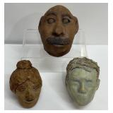 Hand Made Signed Studio Art Sculpture Busts