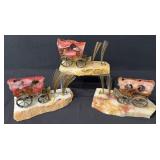 Vintage DeMott Metal Wagon Scultpures
