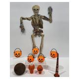 Vintage Halloween Skeleton, Tin Litho Noisemakers