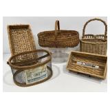 Vintage Hand Woven Butt Basket, Rattan Wine Basket