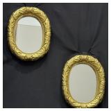 Pair of Vintage Laurel Leaf? Gold Tone Mirrors