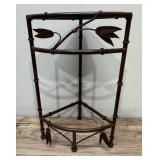 Small Faux Bamboo Metal Corner Plant Stand