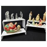 Vintage Style Chalk Ware Nativity, Santa Friction