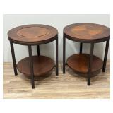 Round Wood & Metal End Tables