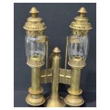 Antique Double Brass Railcar Wall Sconce