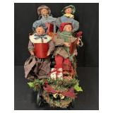 Vintage Fabric Mache Caroling Family in Sleigh