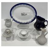 La Francaise Flow Blue Platter, Bennington Pitcher