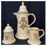 Pfaltzgraff Village Coffee Pot, Cream & Sugar
