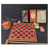 1930s Checker Board, Tabletop Croquet Set?