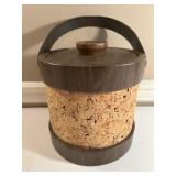 Mid-Century Modern Cork Ice Bucket W/Tongs