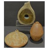 Signed Abstract & Squatted Studio Pottery Vases