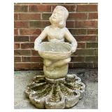 Concrete Girl on Shell Platform Bird Bath