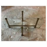 Oval Beveled Glass Top Brass Base Table