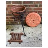 Terracotta Clock, Flower Pot with Stand & More