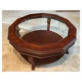 Mahoany Dodecagon Glass Top Inlay Table
