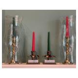 Etched Glass Globes, Brass Candle Sticks & More