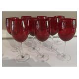 Vintage Red Water Goblets W/Clear Stems