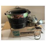 New Canning Jars & Speckled Cooking Pot Set