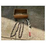 Vintage Crate, Log Chain & Come-A-Long