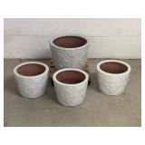 Set of 4 Painted Terracotta Flower Pots
