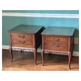 Matching leather Inlay Glass Top End Tables