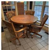Oak Tile Top Table, Chairs & Leaf