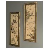 Pair of Chinese Brocaded Framed Art
