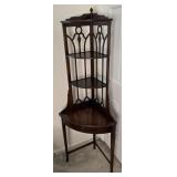 Vintage Mahogany Fretwork Corner 4 Shelf Etagere