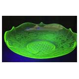 Vintage Uranium Depression Glass Serving Bowl