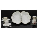 Antique Germany Porcelain Demitasse Cups, Nut Dish