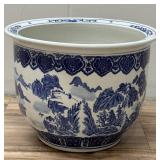 Vintage Signed Chinese Blue & White Jardiniere,Pot