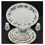 Mikasa Ribbon Holly Christmas China, 45 Pieces