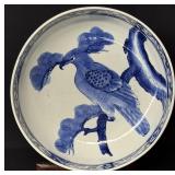 Vintage Japanese Blue & White Imari Bowl, Falcon
