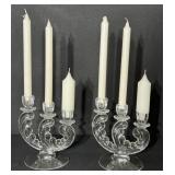Vintage Fostoria Glass 3 Light Candleabras