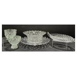 Fostoria American Glass Punch Bowl, Relish, Candy