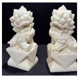 Antique Chinese Carved Marble Foo Dog Sculptures