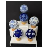 Vintage Blue & White Chinoiserie Ceramic Balls