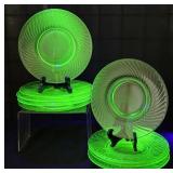 Vintage Anchor Hocking Uranium Glass Swirl Plates