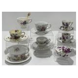 Vintage Violet Teacups, Saucers, Demitasse