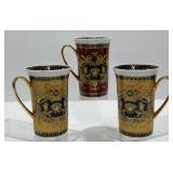 European Artisan Medusa Motif Porcelain Mugs