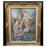 Original Thai Mythology Canvas Painting, Kinnaree