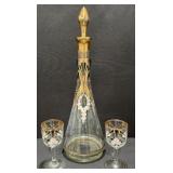 Art Nouveau Hand Painted Decanter & Glasses