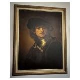 Tronie Young Man with Beret, Rembrandt Style Oil