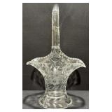 Vintage Heisey Glass Bonnet Basket Vase,Floral