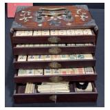 Rare 1900s Rosewood Mahjong Set MOP Inlay
