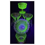 Vintage Uranium Pinwheel Bowl, Dessert Cups & More
