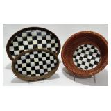 Mackenzie-Childs Courtly Check Rattan Trays, Bowl